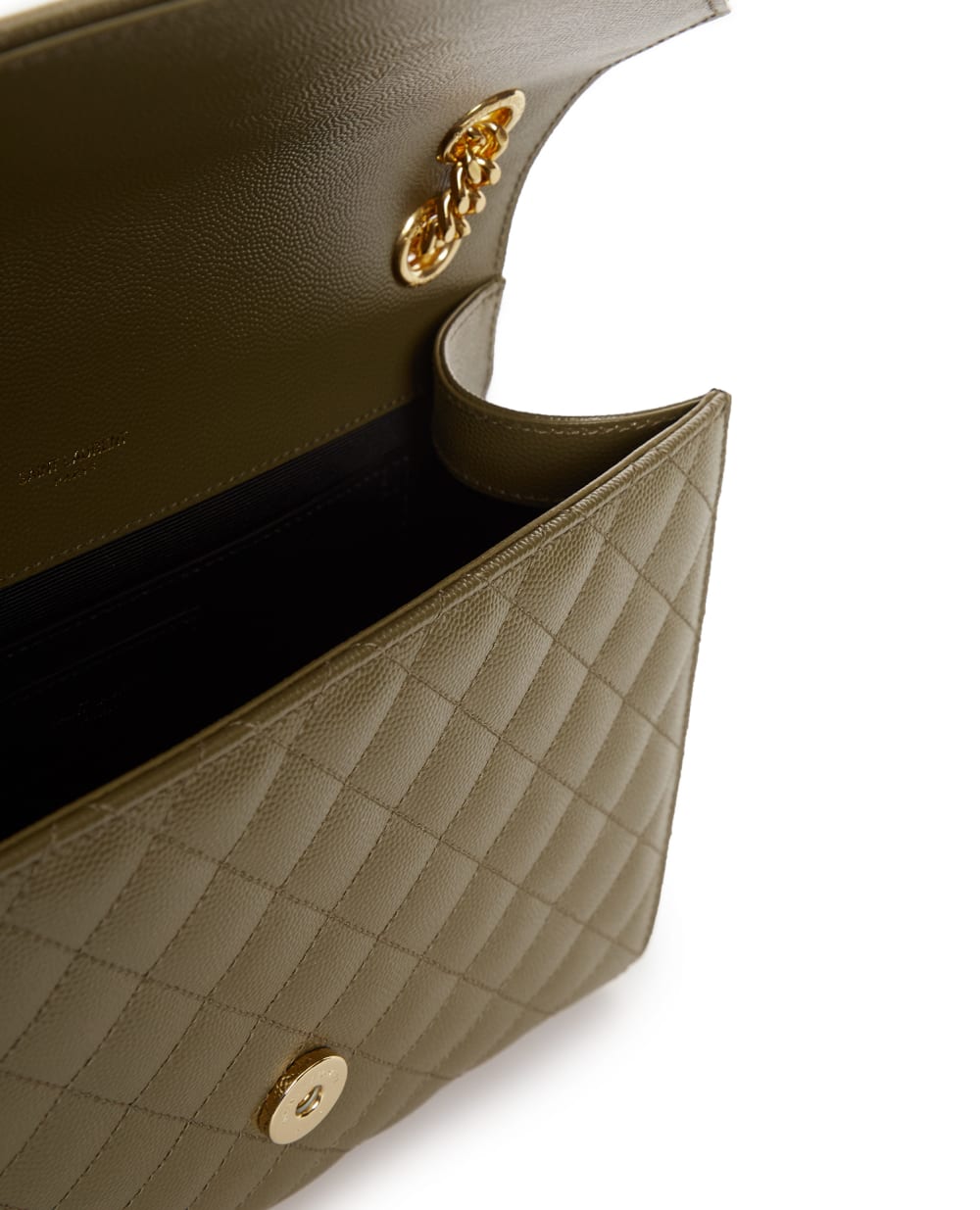 Кожаная сумка Envelope Medium Saint Laurent 600185-BOW91, зеленый цвет • Купить в интернет-магазине Kameron
