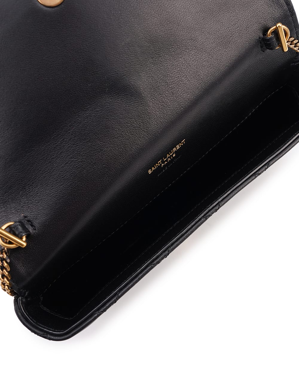 Кожаная сумка Gaby Chain Phone Holder Saint Laurent 754051-1EL07, черный цвет • Купить в интернет-магазине Kameron