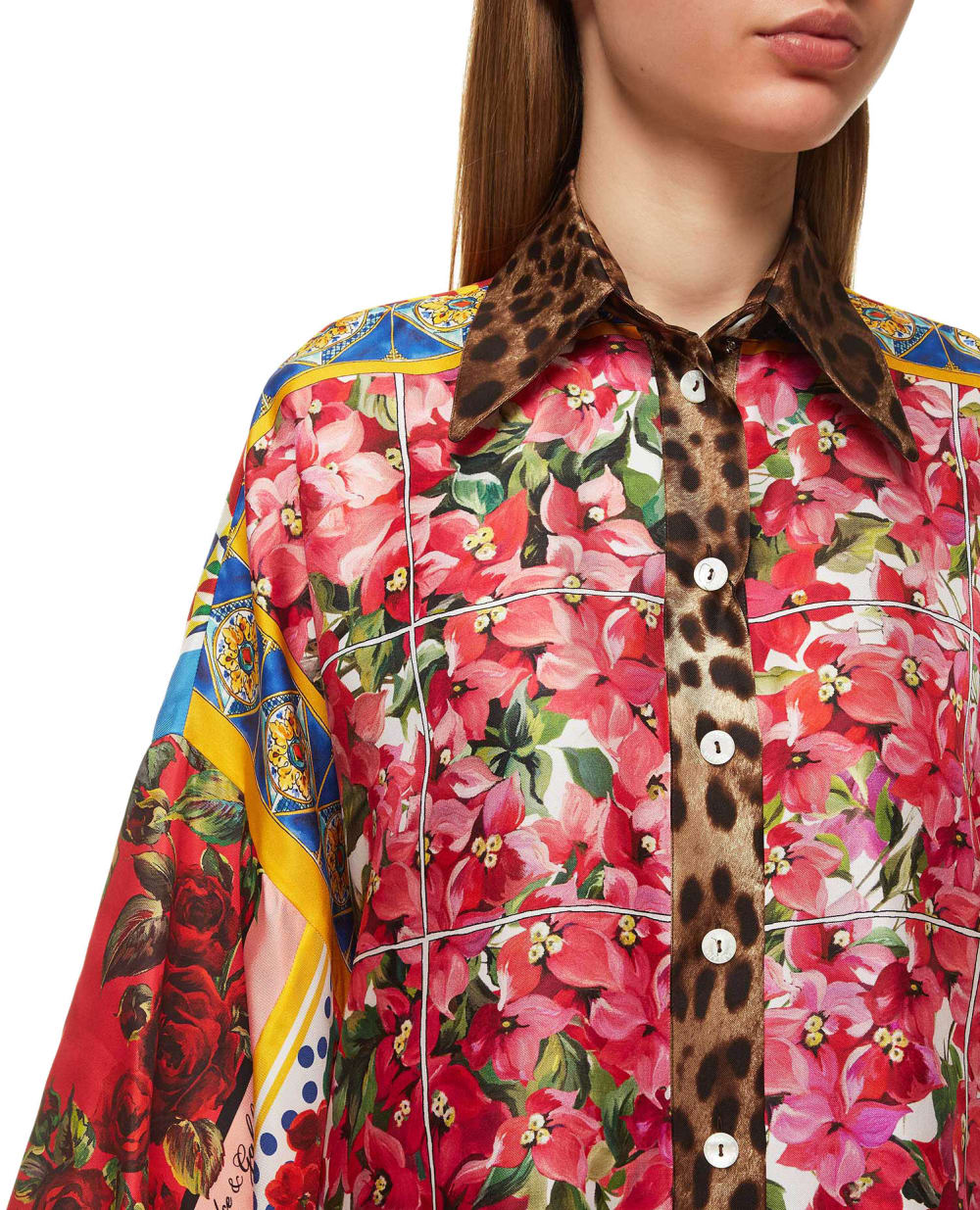 Шелковая блуза Dolce&Gabbana F5O28T-GDY30, разноцветный цвет • Купить в интернет-магазине Kameron