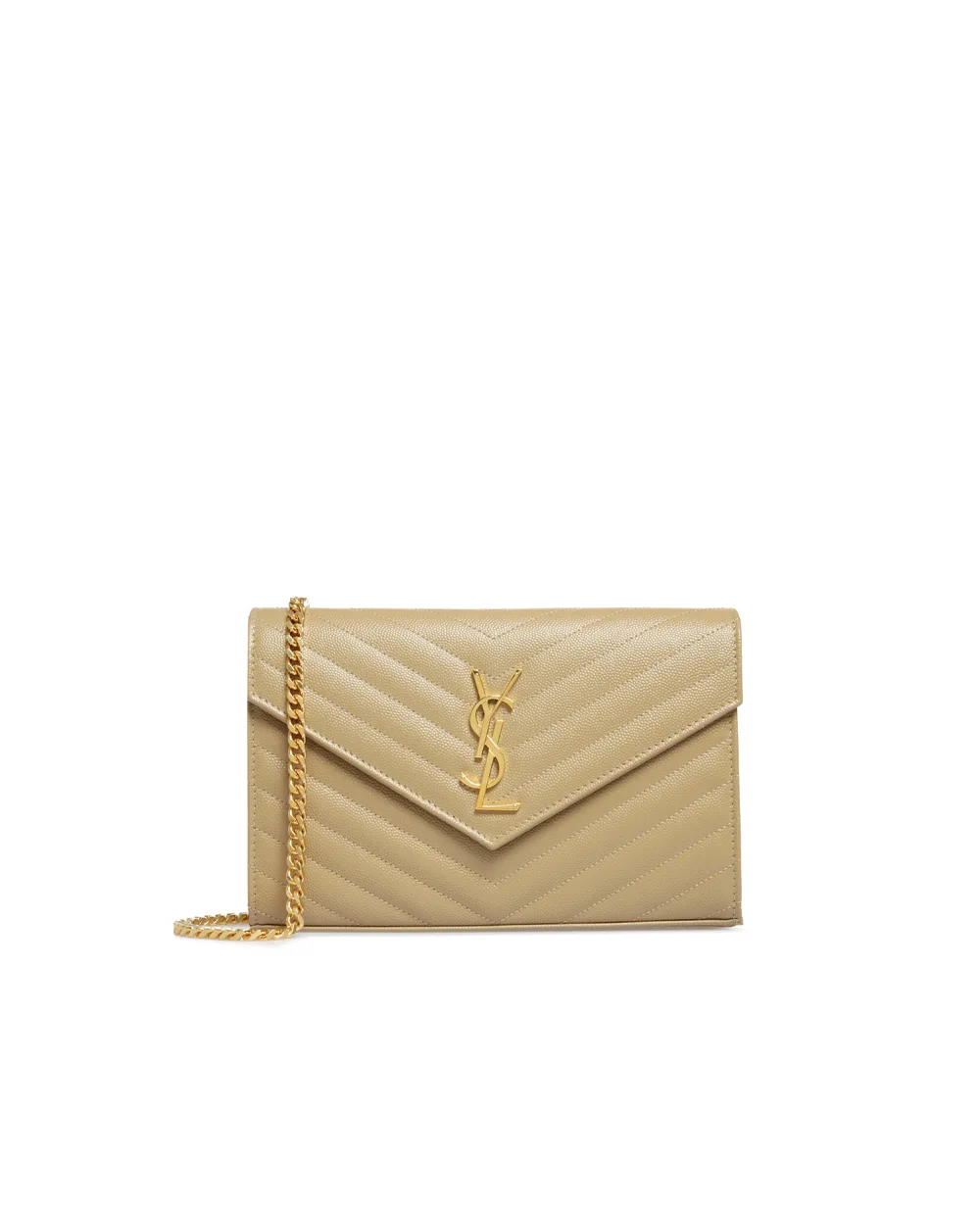 Кожаная сумка Envelope Saint Laurent 393953-BOW01-, бежевый цвет • Купить в интернет-магазине Kameron