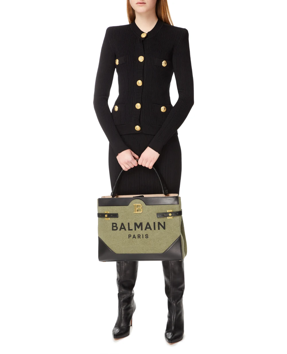 Сумка  B-Buzz Top Balmain YN1DC777TCPY, оливковый цвет • Купить в интернет-магазине Kameron