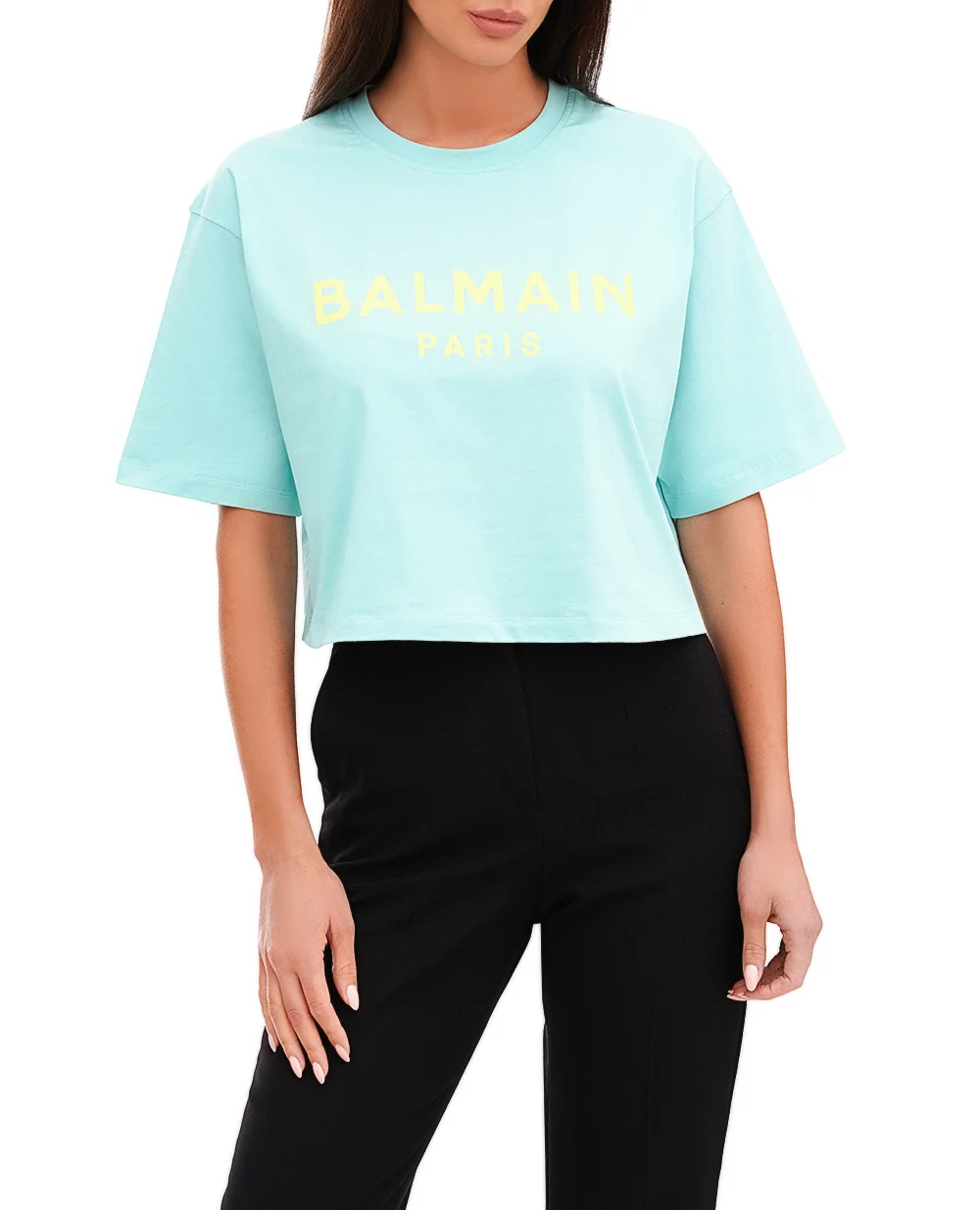Футболка Balmain BF1EE020BB02, мятный цвет • Купить в интернет-магазине Kameron