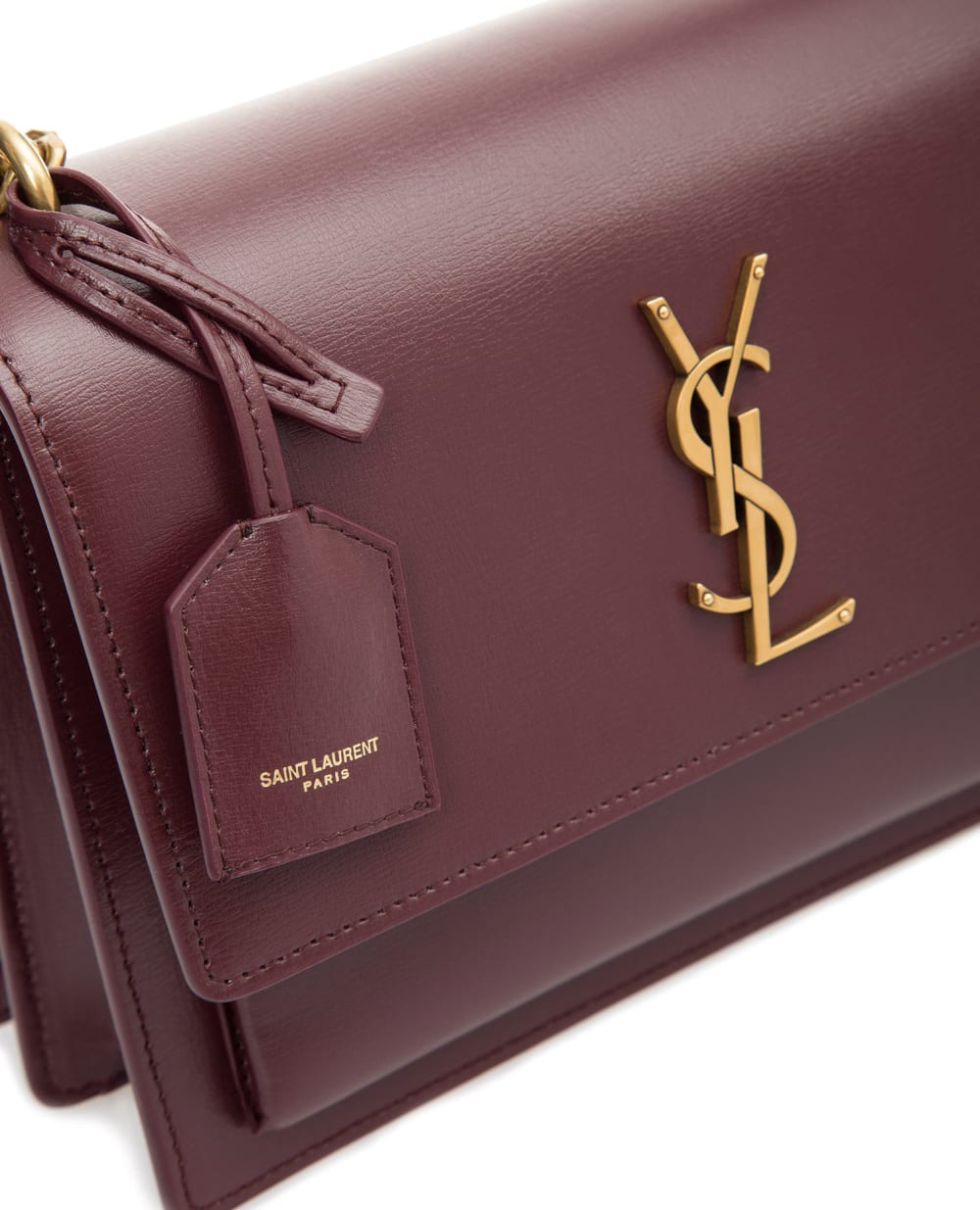 Кожаная сумка Sunset Medium Saint Laurent 442906-D420W, бордовый цвет • Купить в интернет-магазине Kameron