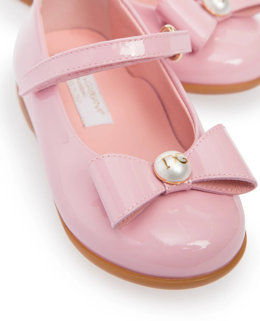Детские лаковые балетки Dolce&Gabbana Kids D20068-A1328, розовый цвет • Купить в интернет-магазине Kameron