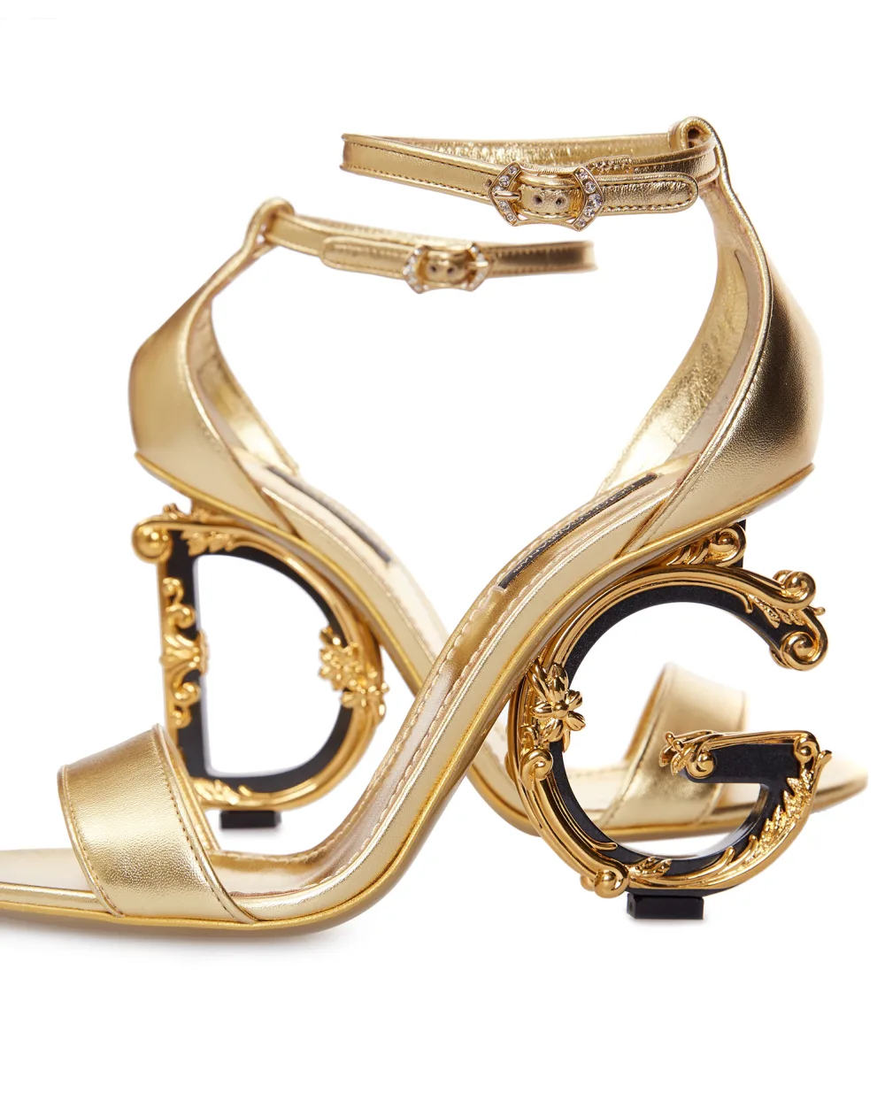 Кожаные босоножки Baroque DG Dolce&Gabbana CR0739-A1016, золотой цвет • Купить в интернет-магазине Kameron