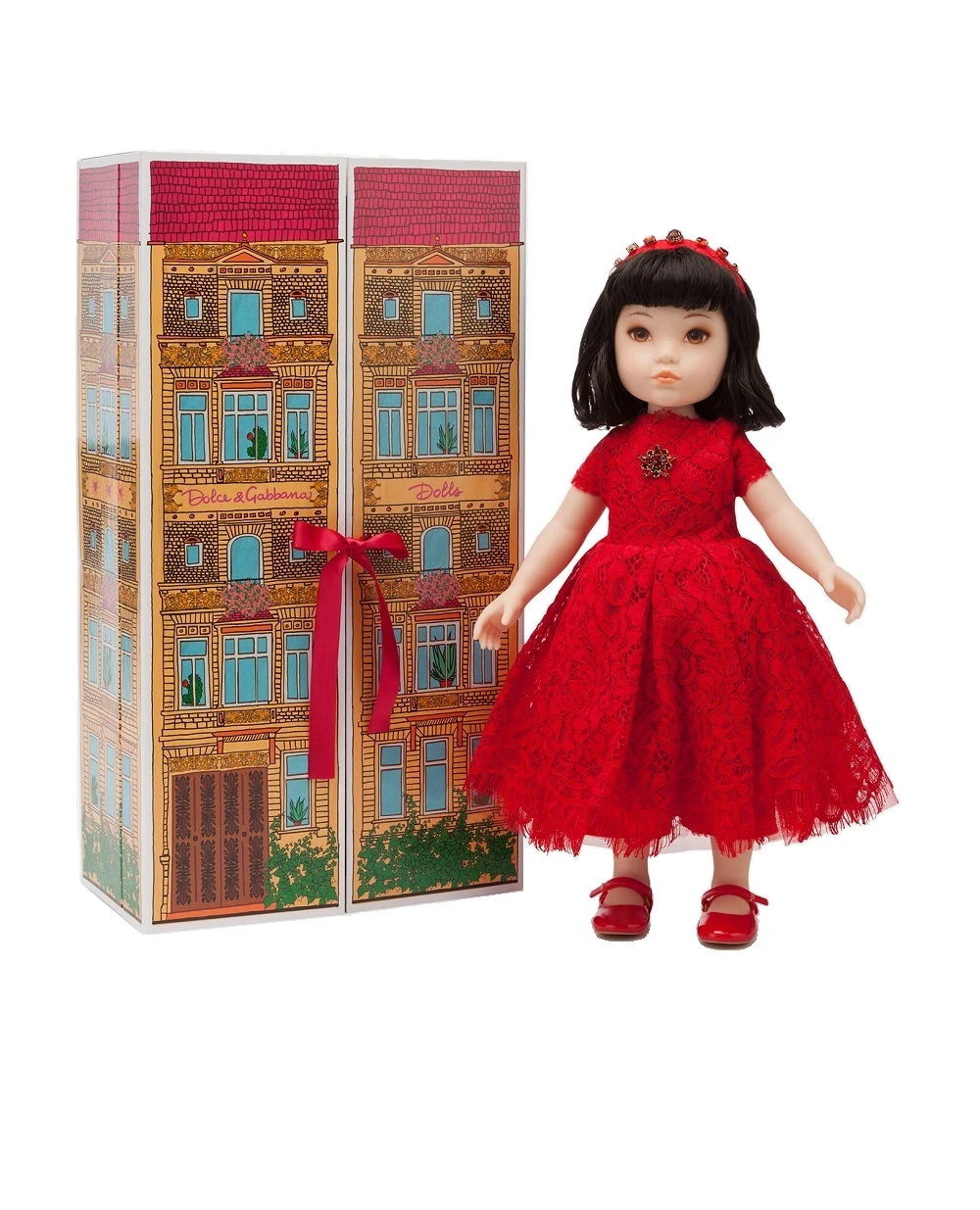 Кукла с платьем из кружева Dolce&Gabbana Kids LCJA18-G7VAW, красный цвет • Купить в интернет-магазине Kameron