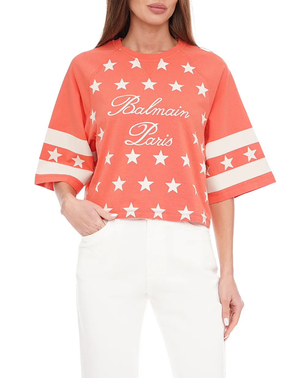 Футболка Balmain CF1EE090GD27, розовый цвет • Купить в интернет-магазине Kameron