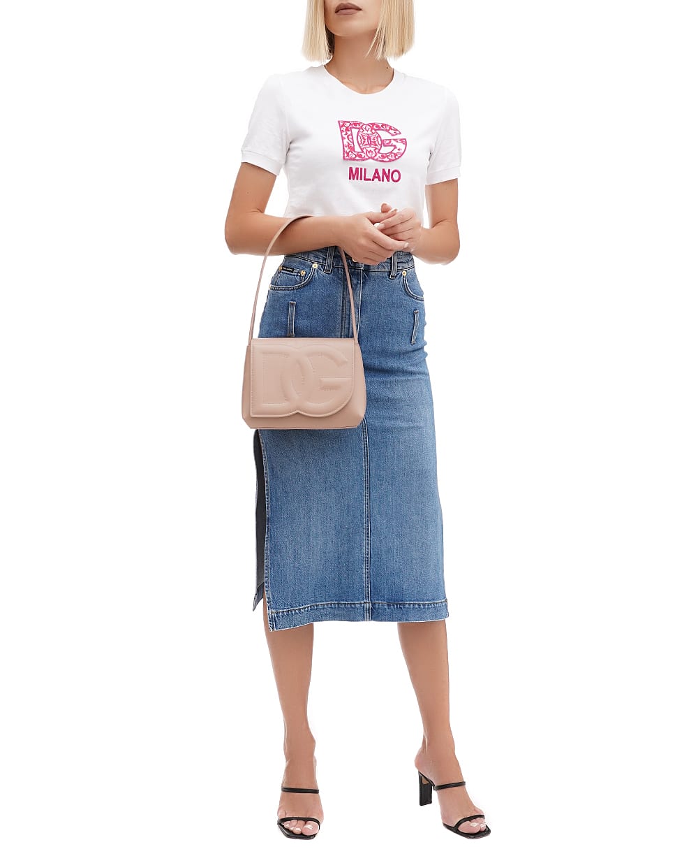 Шкіряна сумка DG Logo Dolce&Gabbana BB7516-AW576, пудровий колір • Купити в інтернет-магазині Kameron