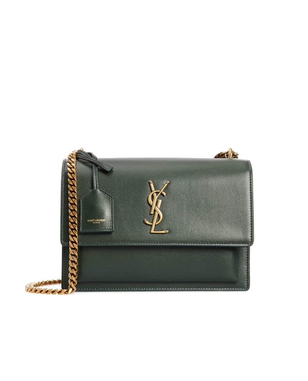 Кожаная сумка Sunset Medium Saint Laurent 442906-D420W-, зеленый цвет • Купить в интернет-магазине Kameron