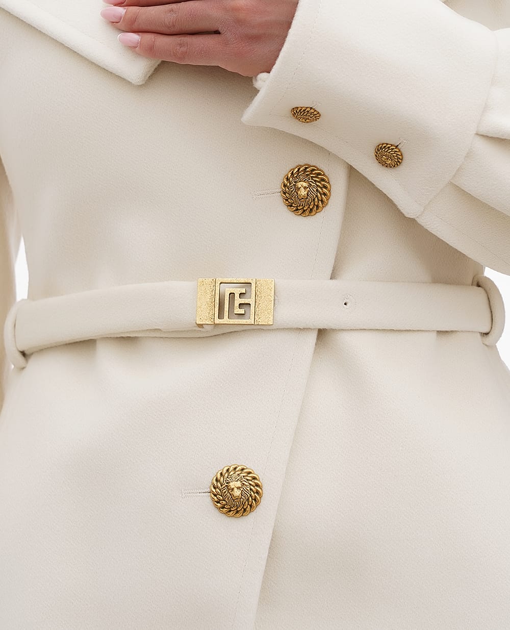 Шерстяное пальто Balmain BF0TE160WB72, белый цвет • Купить в интернет-магазине Kameron