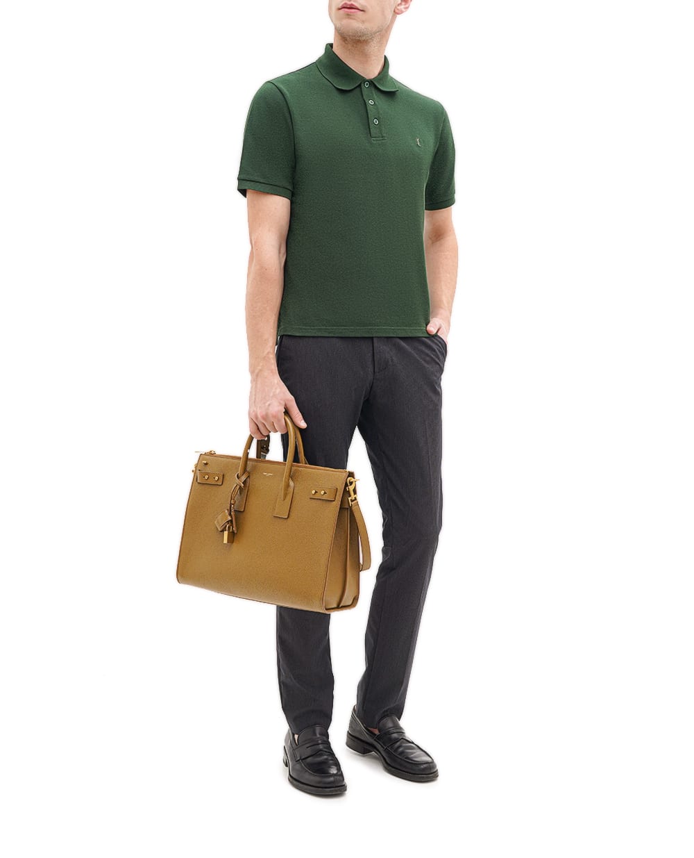 Кожаная сумка Sac De Jour Large Saint Laurent 737586-DTI0W, коричневый цвет • Купить в интернет-магазине Kameron