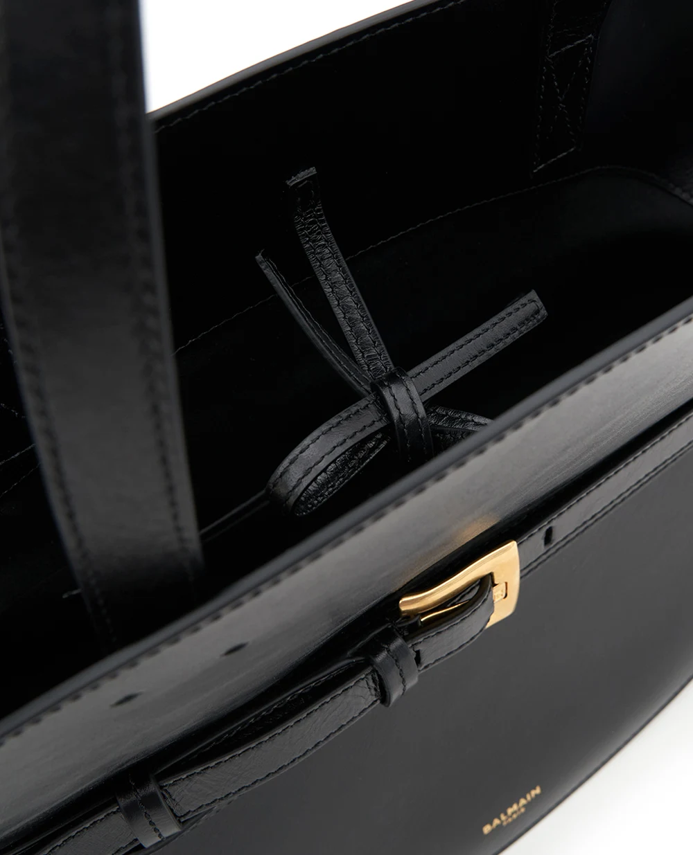 Сумка Shuffle Medium зі шкіри Balmain FN1DQ023LBFO, чорний колір • Купити в інтернет-магазині Kameron