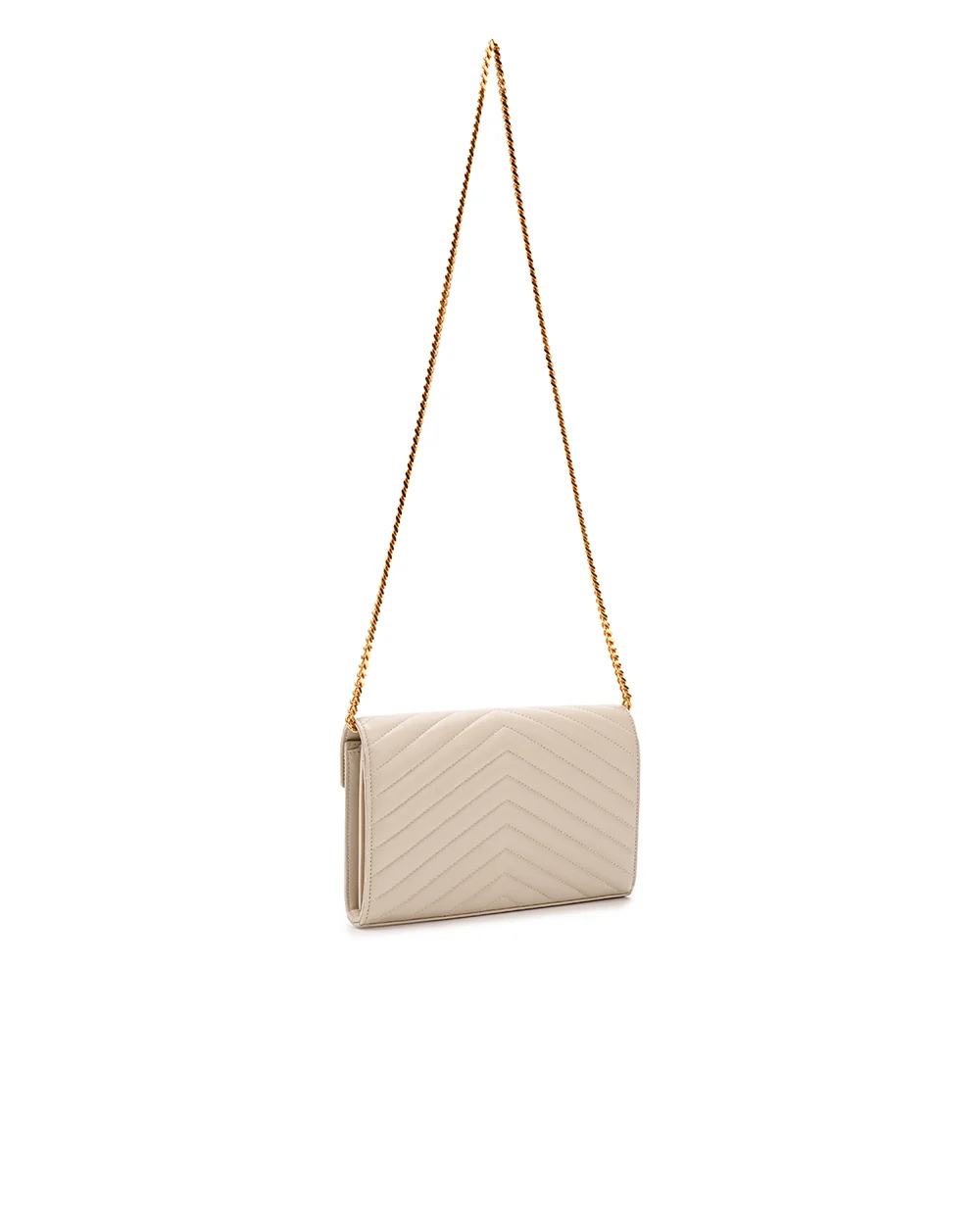Кожанная сумка Cassandre Chain Wallet Saint Laurent 377828-AAA44, белый цвет • Купить в интернет-магазине Kameron