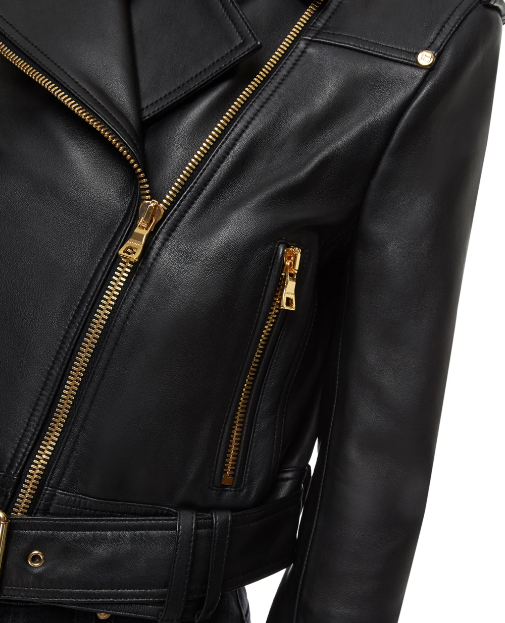 Кожаная косуха Balmain AF1TD055LB24, черный цвет • Купить в интернет-магазине Kameron