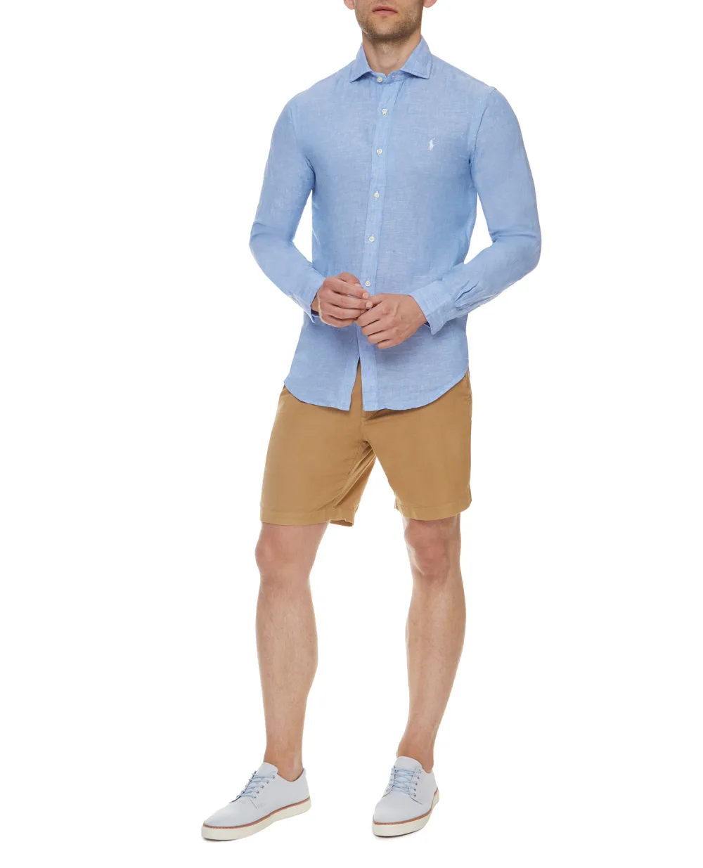 Льняная рубашка Polo Ralph Lauren 710835509001, голубой цвет • Купить в интернет-магазине Kameron
