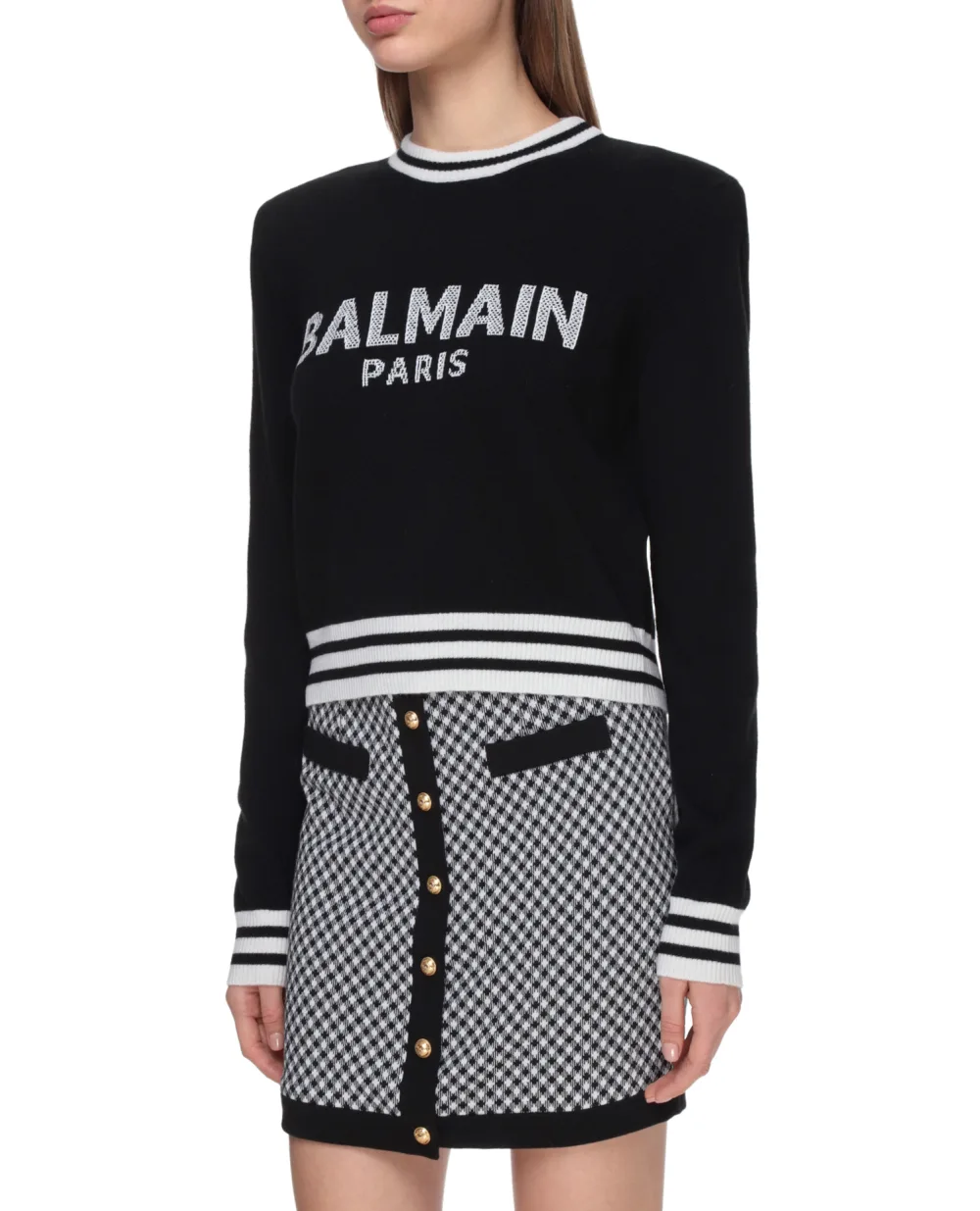 Шерстяной джемпер Balmain VF13120K225, черный цвет • Купить в интернет-магазине Kameron