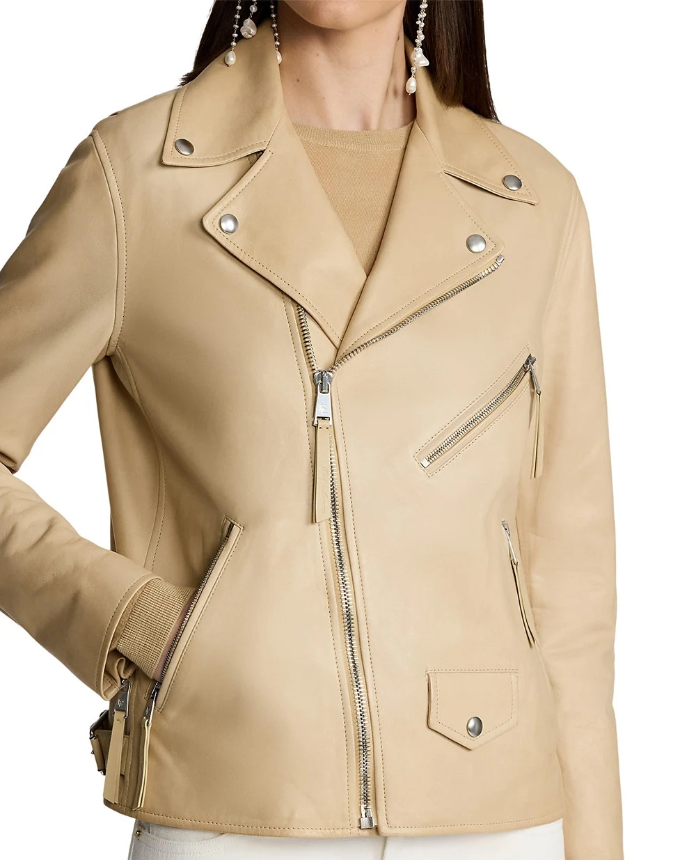 Кожаная куртка Ralph Lauren Collection 290975198001, бежевый цвет • Купить в интернет-магазине Kameron