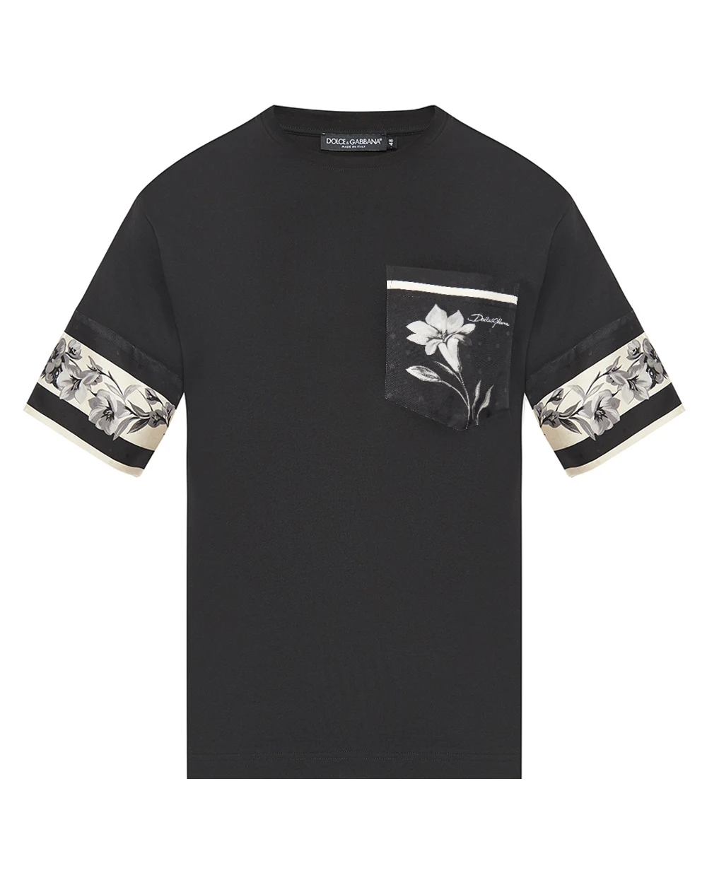 Футболка из хлопка и шелка с принтом Dolce&Gabbana G8SB2T-G7PZJ, черный цвет • Купить в интернет-магазине Kameron