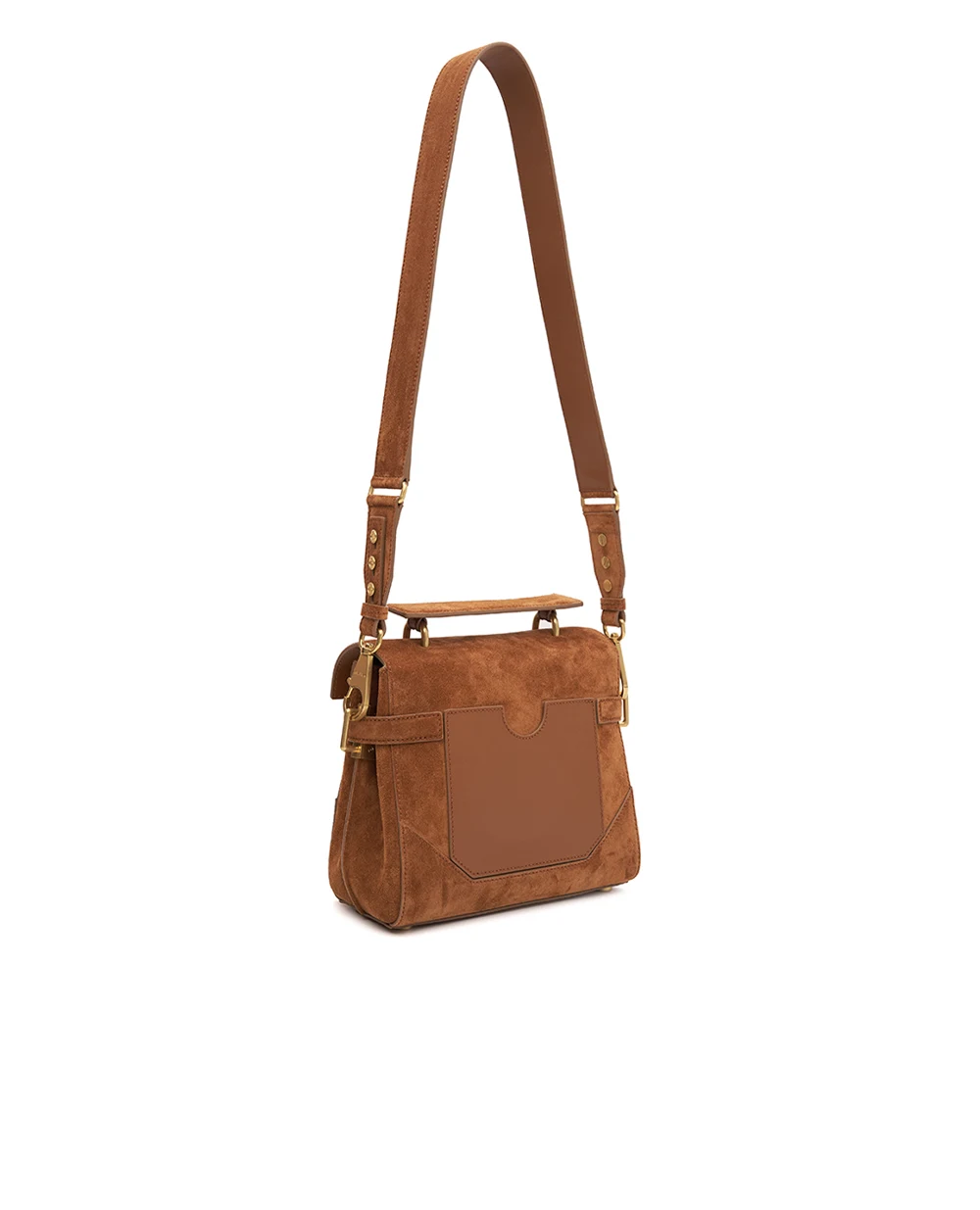 Сумка B-Buzz 23 из телячьей замши Balmain GN1DB526LSDL, коричневый цвет • Купить в интернет-магазине Kameron