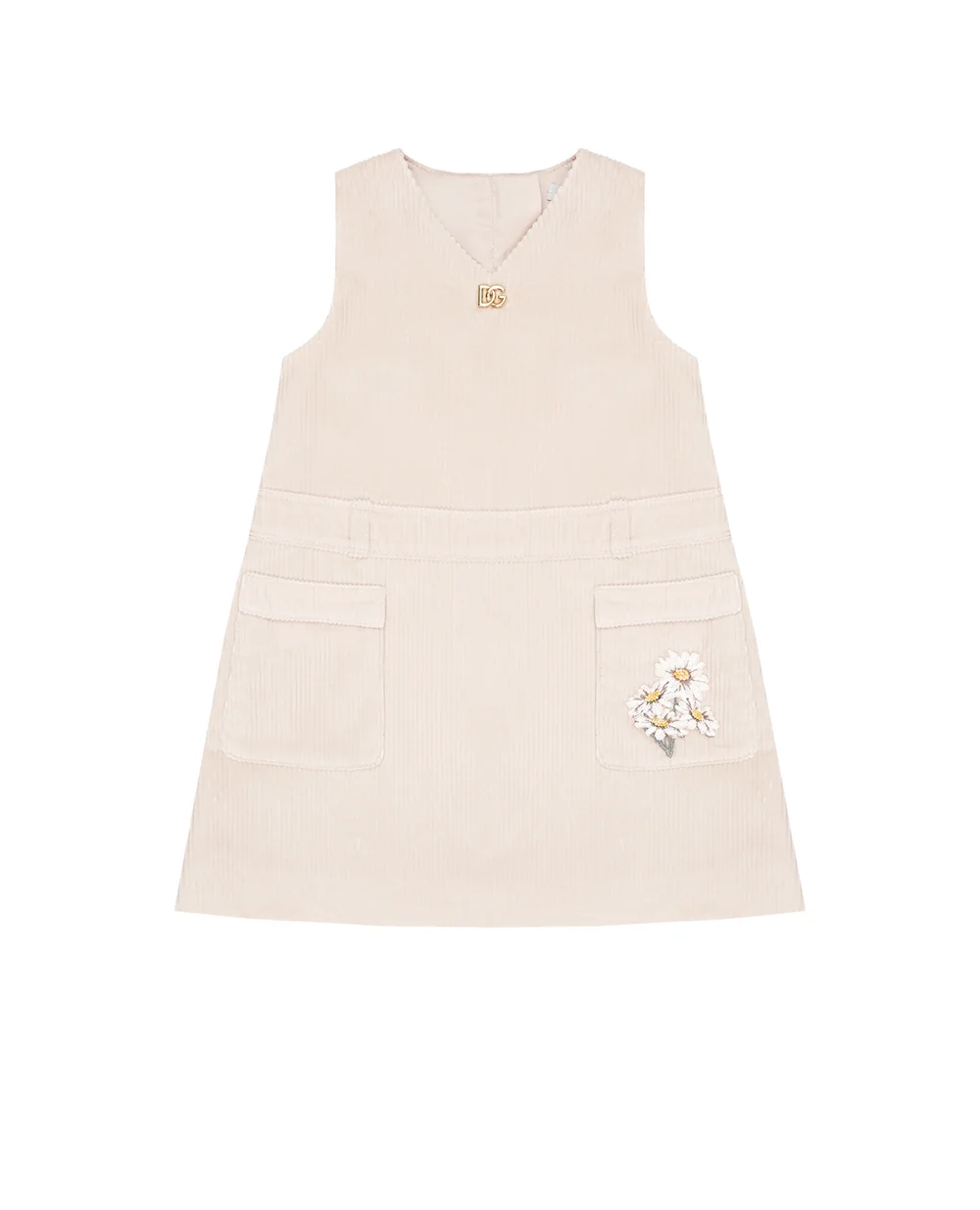 Детское платье из вельветового хлопка Dolce&Gabbana Kids L24DK1-FUVB2, розовый цвет • Купить в интернет-магазине Kameron