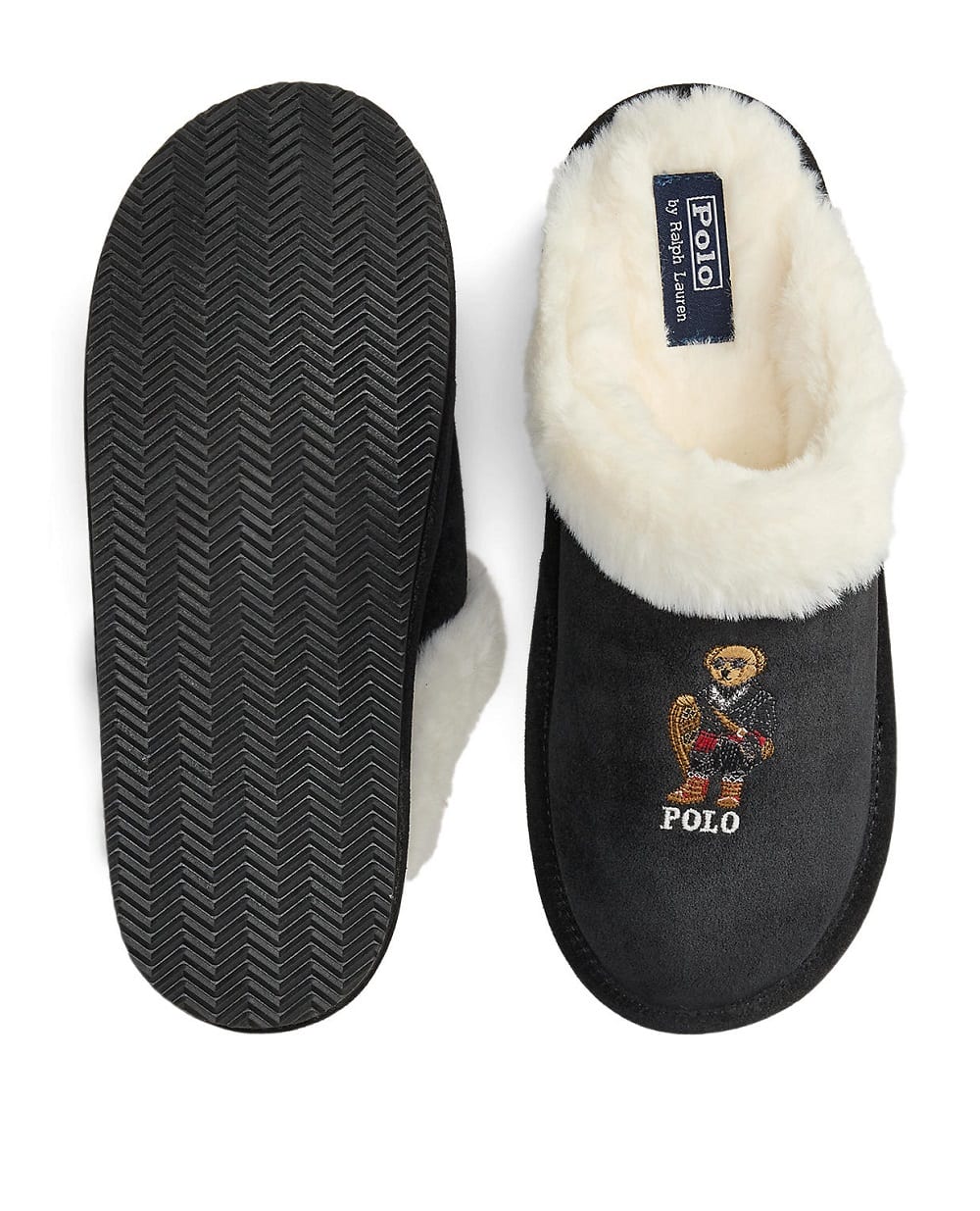 Замшевые тапочки Polo Ralph Lauren Kayleigh Polo Ralph Lauren 842P03594002, черный цвет • Купить в интернет-магазине Kameron