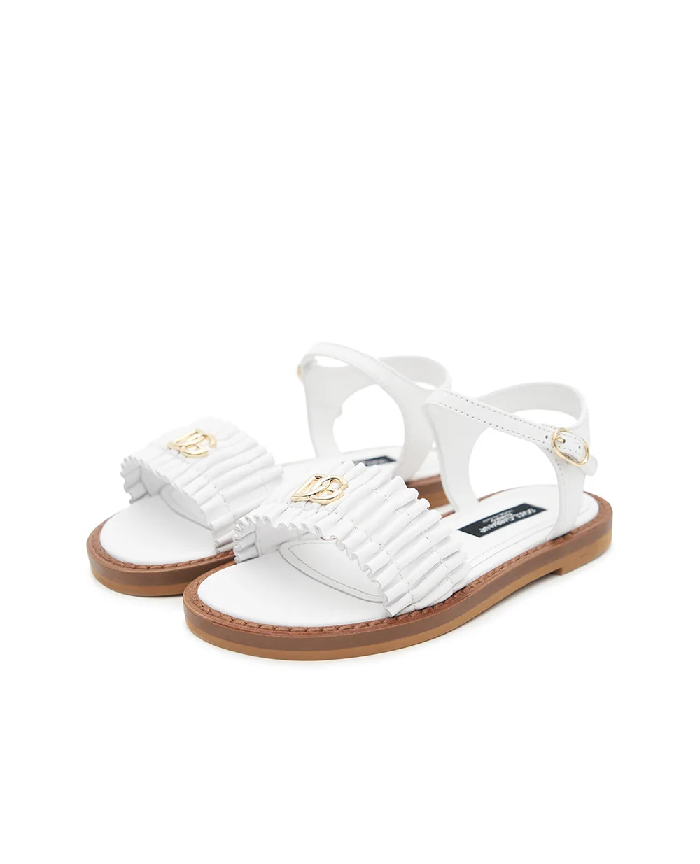 Дитячі босоніжки зі шкіри ягняти Dolce&Gabbana Kids D11372-A1850-M, білий колір • Купити в інтернет-магазині Kameron