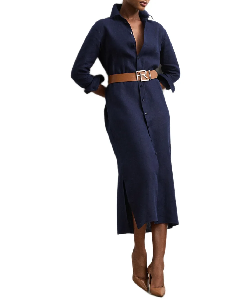 Льняное платье Ralph Lauren Collection 290955061001, темно-синий цвет • Купить в интернет-магазине Kameron