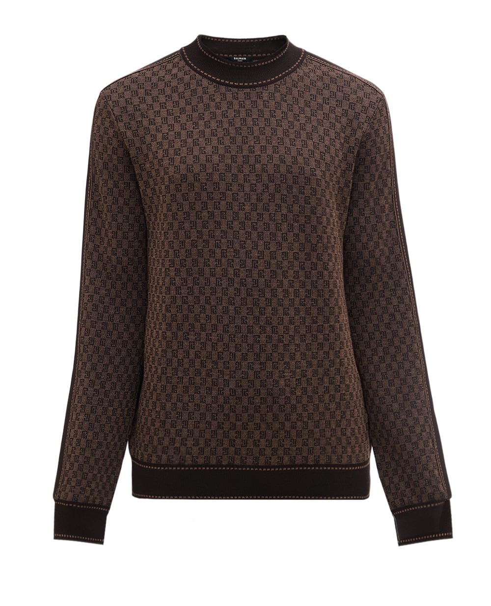 Шерстяной джемпер Balmain BH0KD036KF23, коричневый цвет • Купить в интернет-магазине Kameron