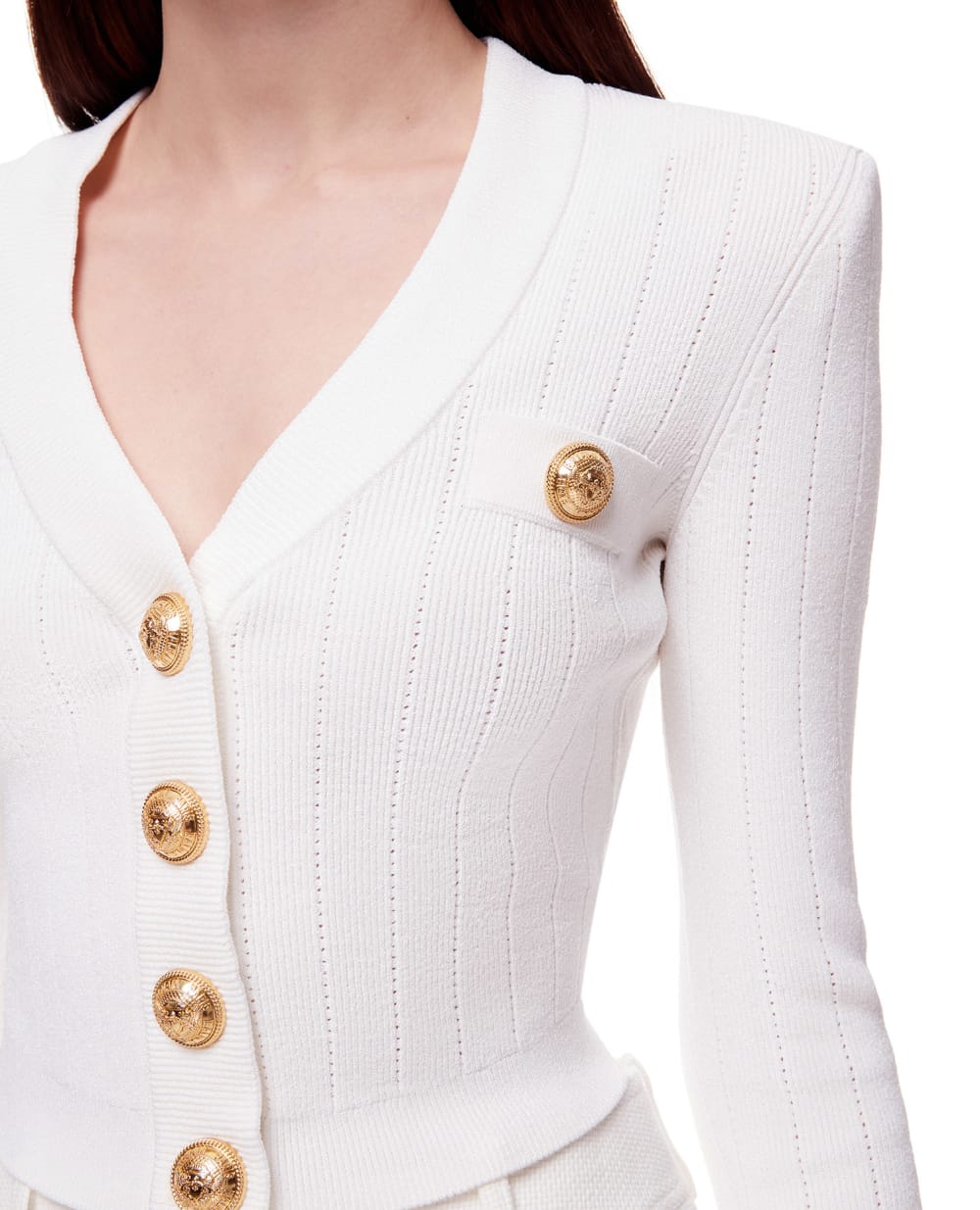 Кардиган Balmain XF1KL001KB07, белый цвет • Купить в интернет-магазине Kameron