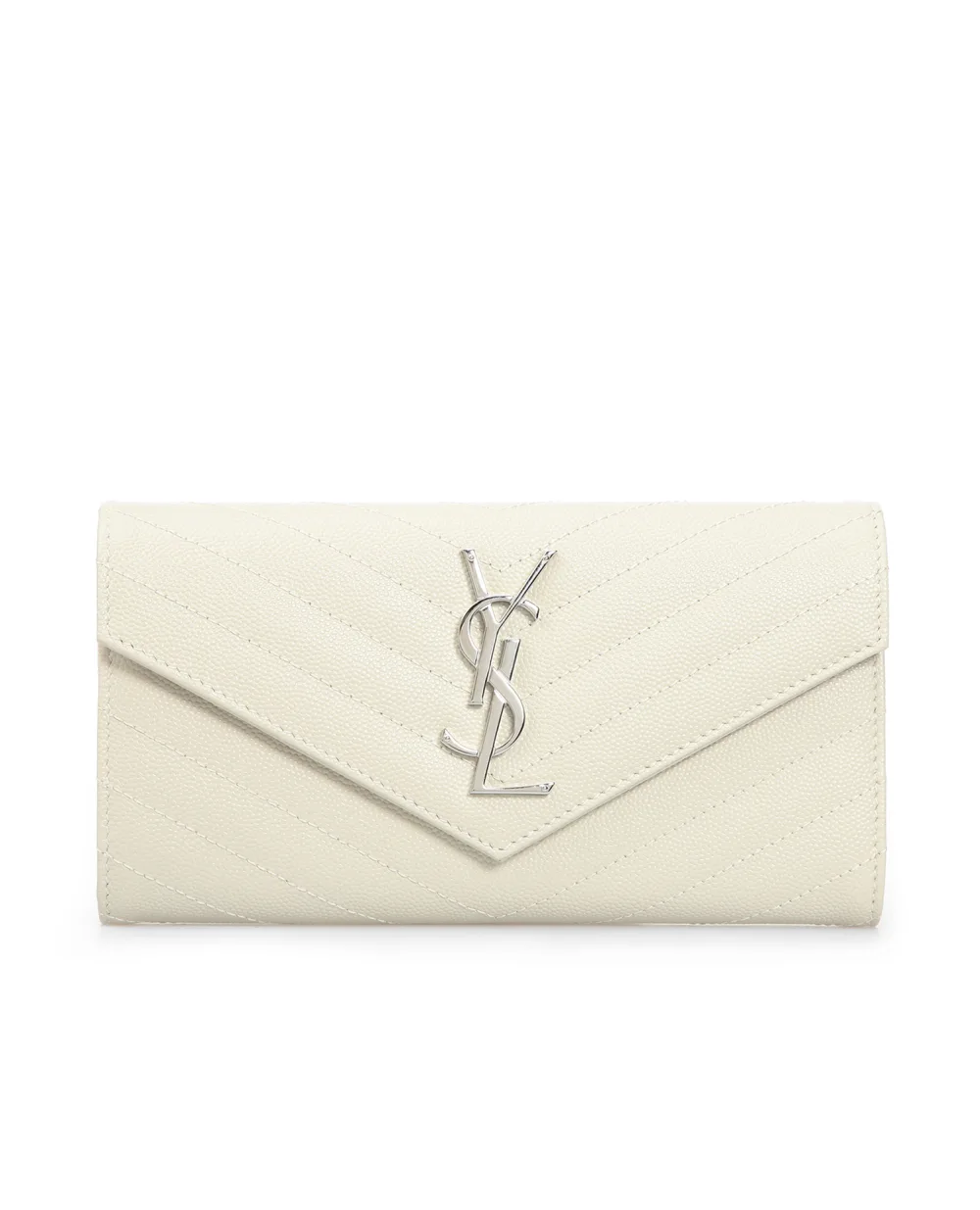 Кожаный кошелек Saint Laurent 372264-BOW02-, белый цвет • Купить в интернет-магазине Kameron