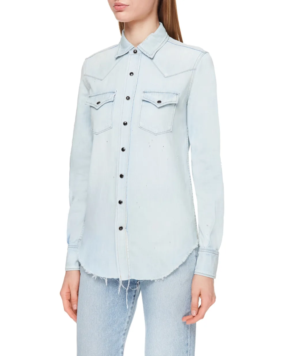 Джинсовая рубашка Saint Laurent 651160-Y24AB, голубой цвет • Купить в интернет-магазине Kameron