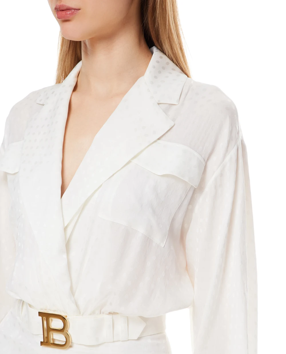 Шелковое платье Balmain VF16227S069, белый цвет • Купить в интернет-магазине Kameron