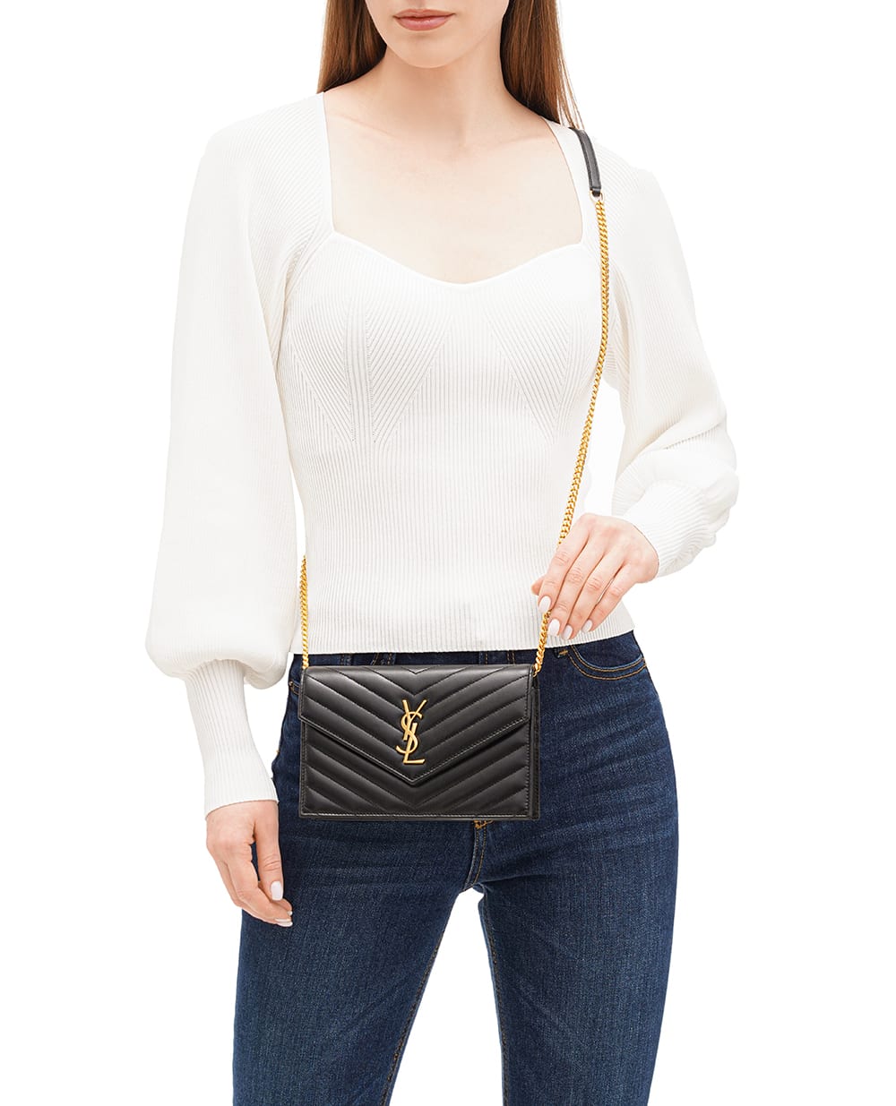 Кожаная сумка Cassandre Chain Wallet Saint Laurent 742920-AAA44, черный цвет • Купить в интернет-магазине Kameron