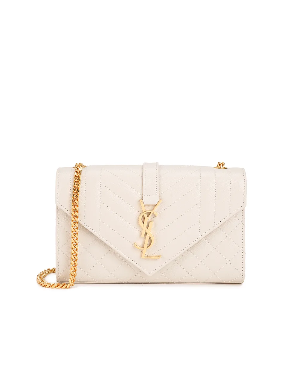 Кожаная сумка Envelope Small Saint Laurent 600195-BOW91, бежевый цвет • Купить в интернет-магазине Kameron