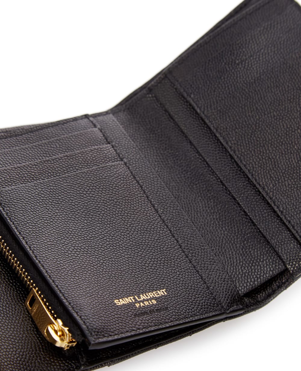 Шкіряний гаманець Saint Laurent 403943-BOW01, чорний колір • Купити в інтернет-магазині Kameron
