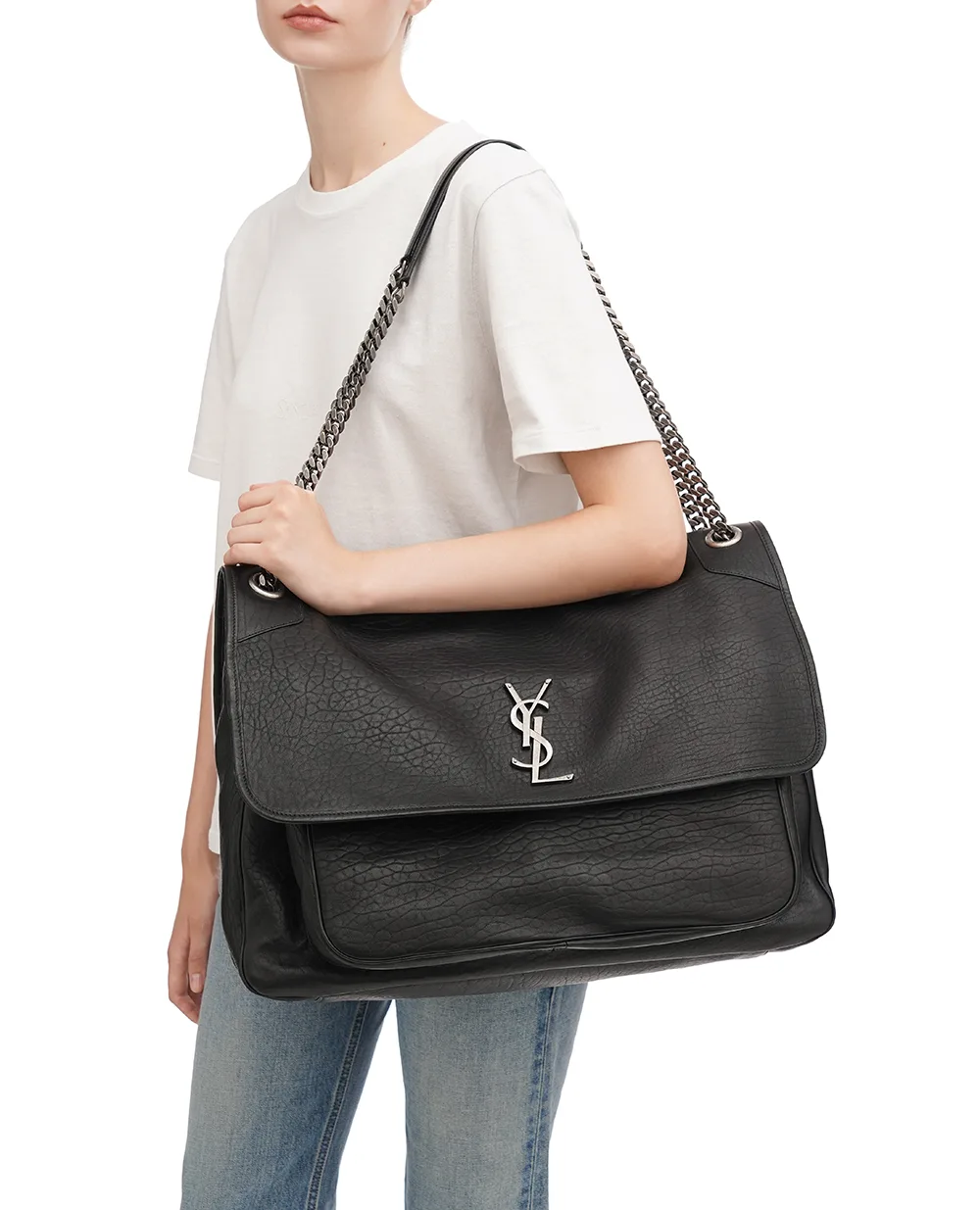Кожаная сумка Niki Oversized Saint Laurent 755857-AACIA, черный цвет • Купить в интернет-магазине Kameron
