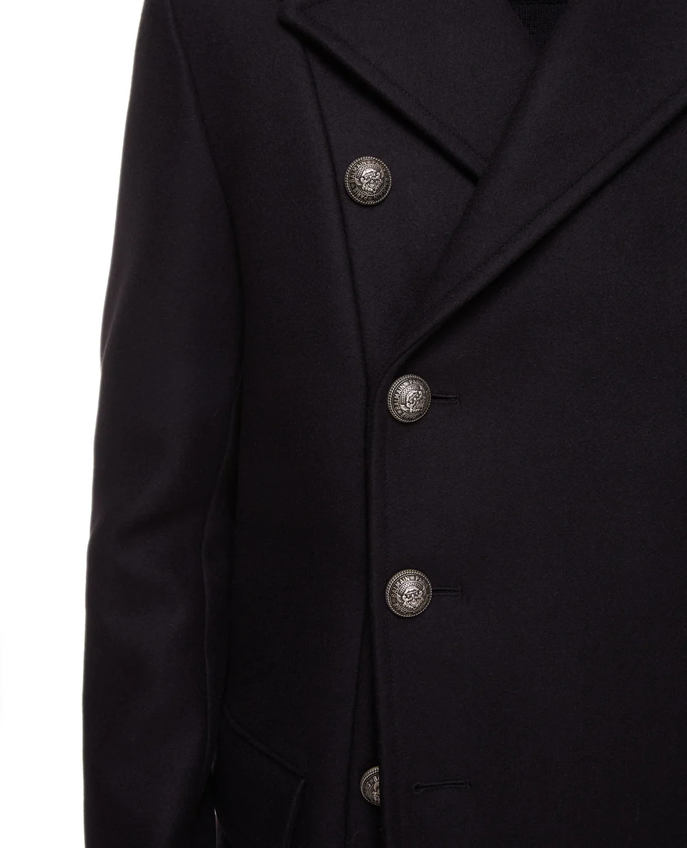 Шерстяное пальто Balmain YH1UC033WB06, черный цвет • Купить в интернет-магазине Kameron