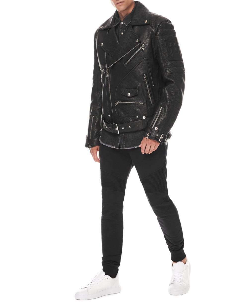 Кожаная косуха Balmain WH1TD100L124, черный цвет • Купить в интернет-магазине Kameron