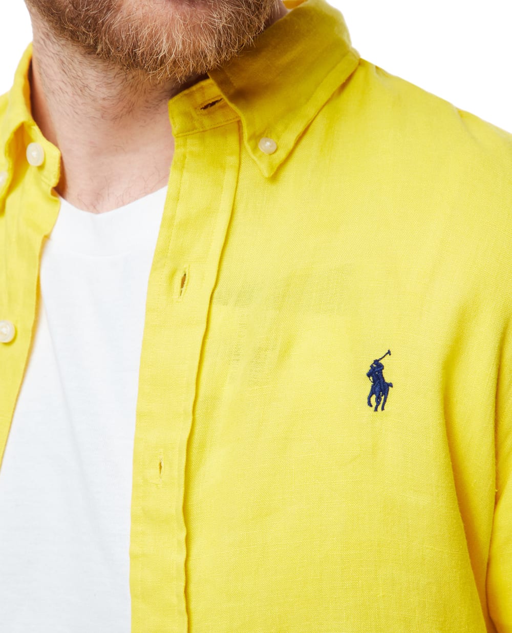 Льняная рубашка Polo Ralph Lauren 710829443019, желтый цвет • Купить в интернет-магазине Kameron