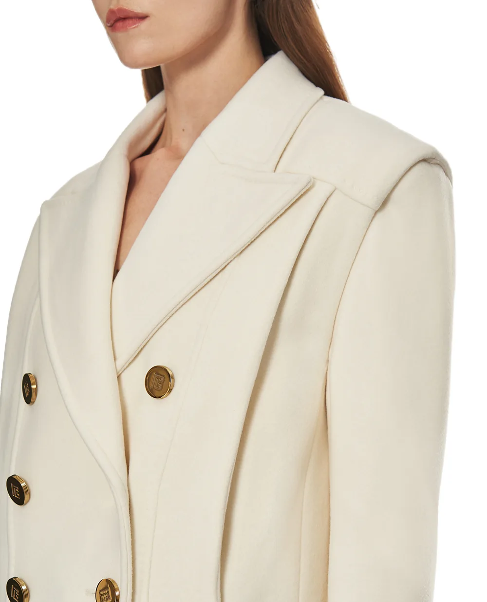 Укороченный кашемировый жакет Balmain FF1UA095WB50, белый цвет • Купить в интернет-магазине Kameron