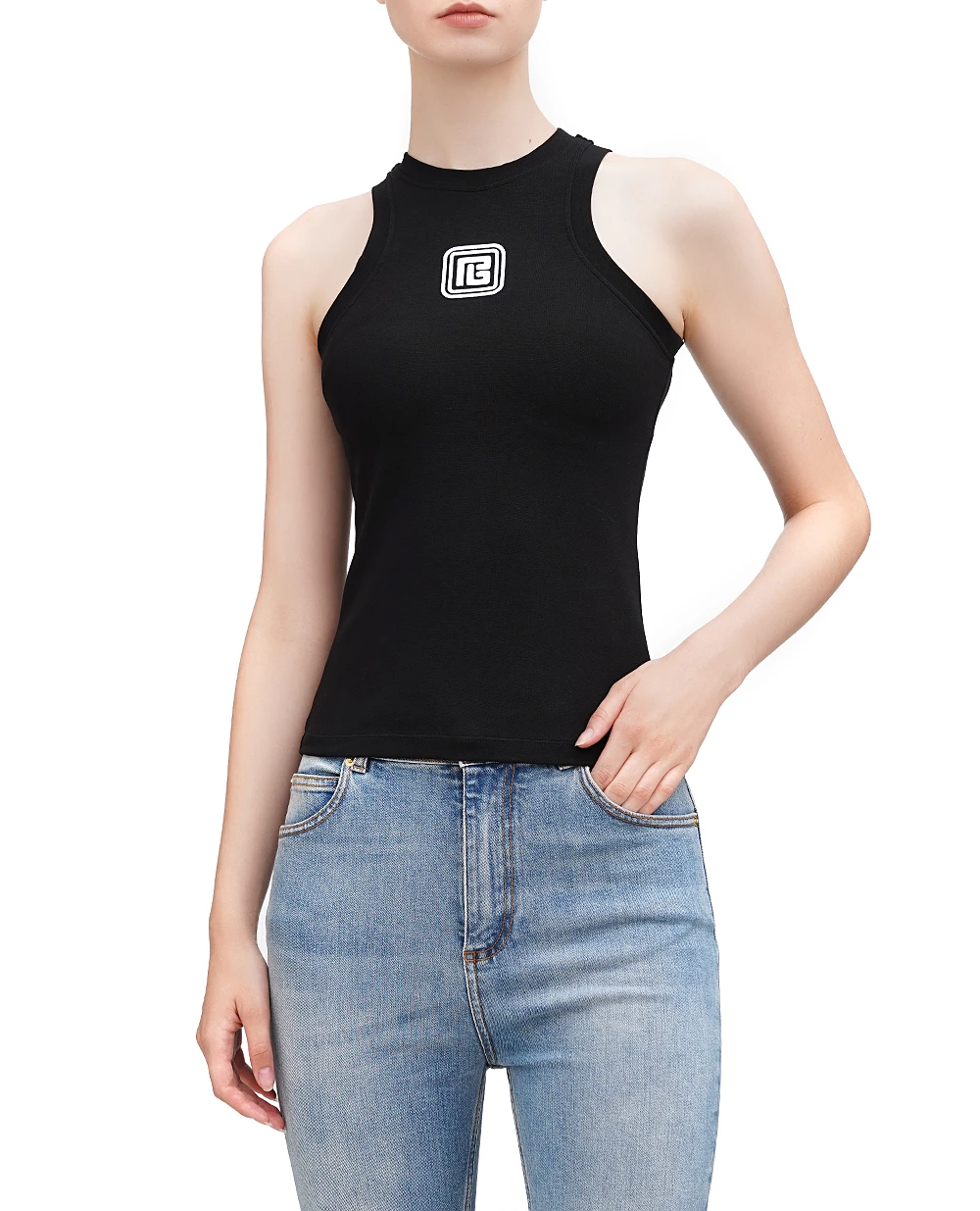 Майка Balmain DF1EB045BC49, чорний колір • Купити в інтернет-магазині Kameron