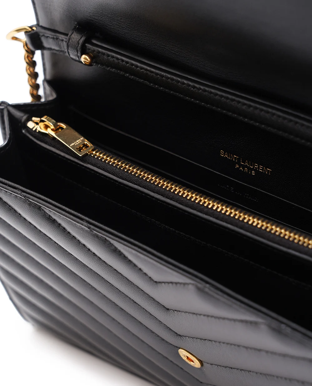 Кожанная сумка Cassandre Chain Wallet Saint Laurent 377828-AAA44, черный цвет • Купить в интернет-магазине Kameron