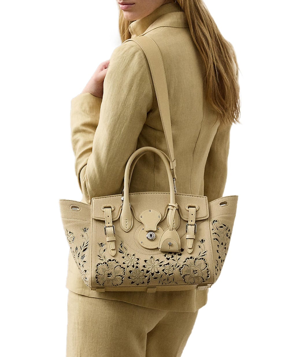 Кожаная сумка Ricky 27 Ralph Lauren Collection 435977806001, бежевый цвет • Купить в интернет-магазине Kameron