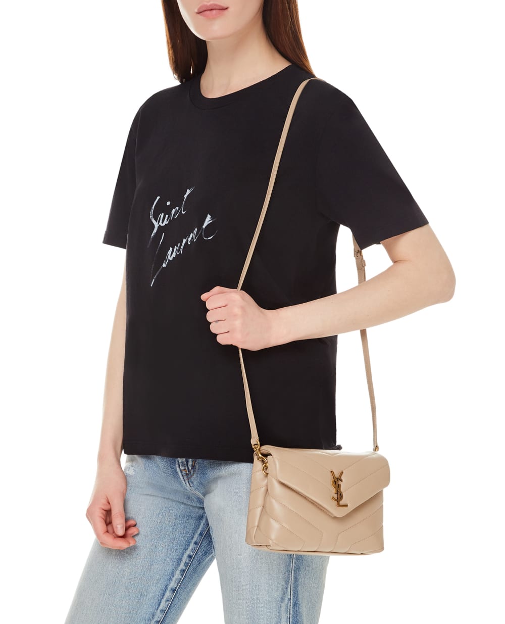 Кожаная сумка Loulou Toy Saint Laurent 678401-DV707, бежевый цвет • Купить в интернет-магазине Kameron