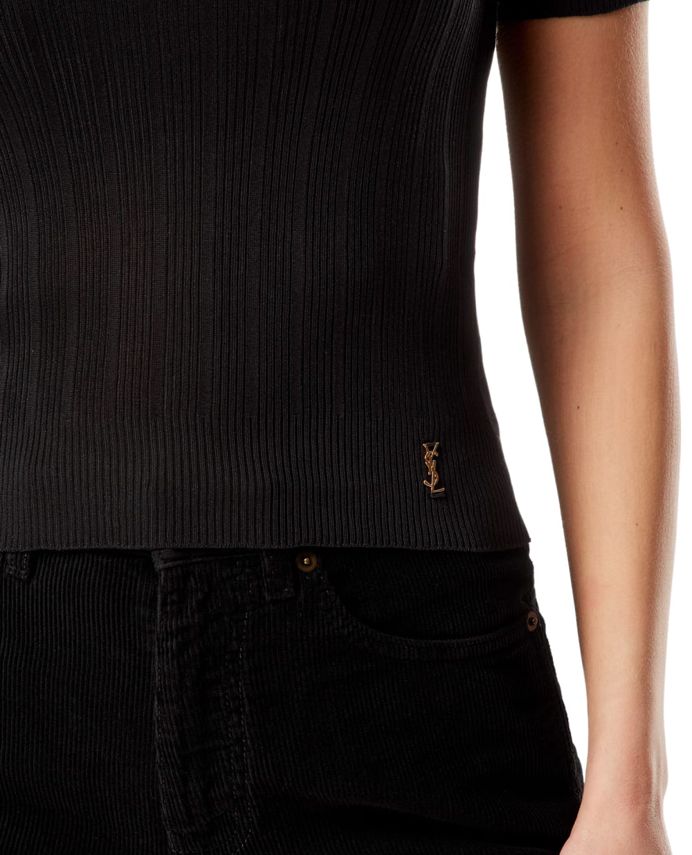 Шелковый топ Cassandre Saint Laurent 705377-Y75PY, черный цвет • Купить в интернет-магазине Kameron