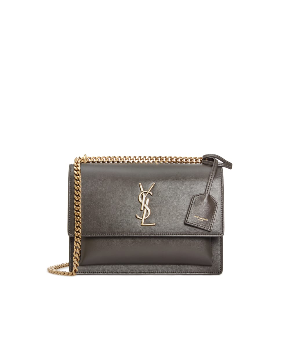 Кожаная сумка Sunset Medium Saint Laurent 442906-D420W-, серый цвет • Купить в интернет-магазине Kameron