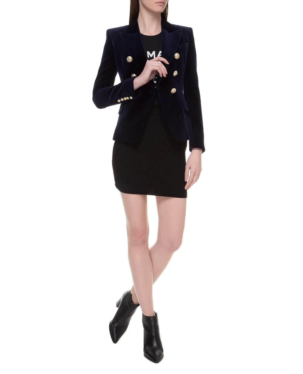Бархатный жакет Balmain SF17180155C, темно-синий цвет • Купить в интернет-магазине Kameron