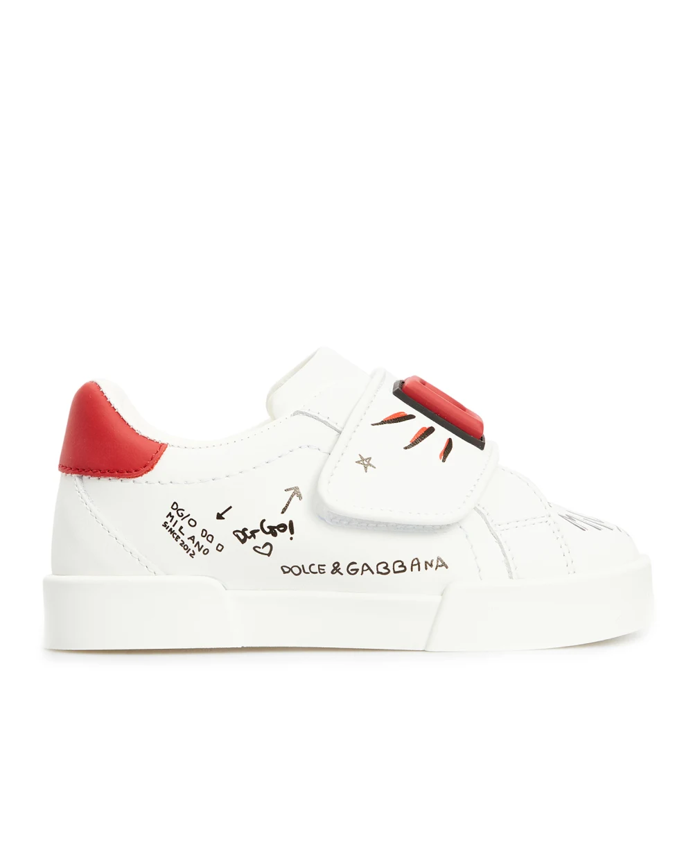 Детские кожаные сникеры Dolce&Gabbana Kids DN0135-AO936, белый цвет • Купить в интернет-магазине Kameron