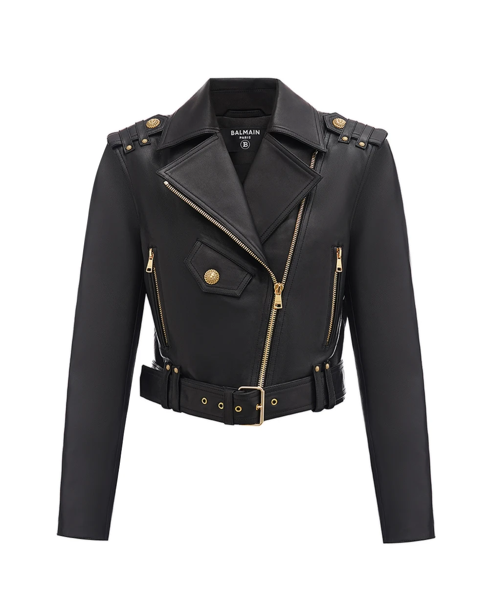 Шкіряна косуха Balmain DF1TD205LC62, чорний колір • Купити в інтернет-магазині Kameron