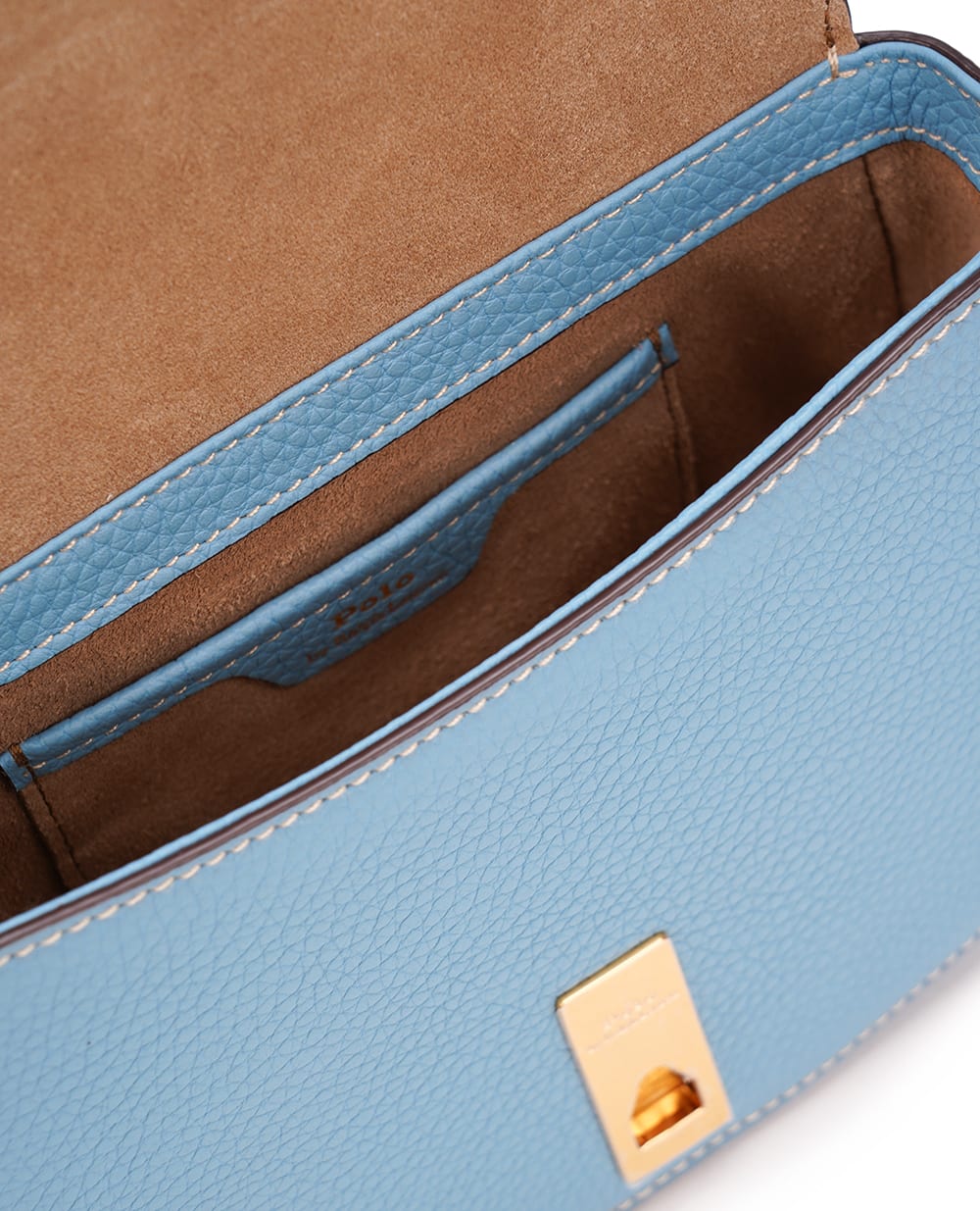 Кожаная сумка Polo ID Saddle Crossbody Small Polo Ralph Lauren 428934351001, голубой цвет • Купить в интернет-магазине Kameron